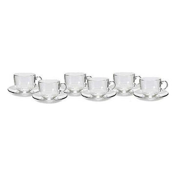 Set of 6 Cups with Plate Vivalto 450 ml Transparent (450 ml) (6 Pieces) (21 x 14 x 34 cm) (6 Cups)