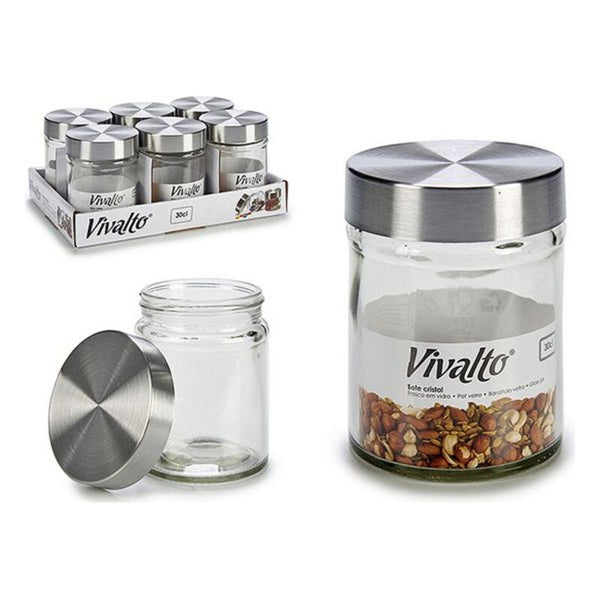 Transparent Glass Jar Vivalto (300 ml) Transparent Crystal Steel