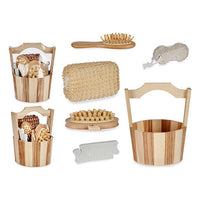 Bath Set Brown Wood Plastic (5 pcs)