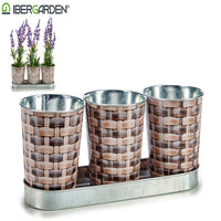 Planter Metal wicker (3 Pieces) (10 x 10,2 x 29,2 cm) Circular