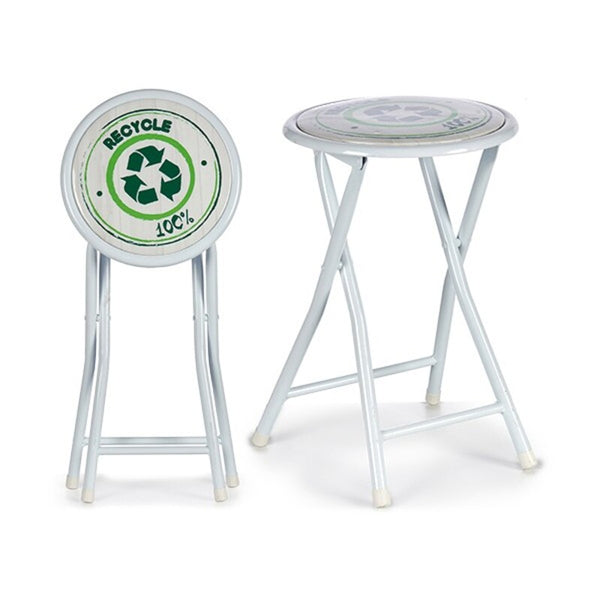 Folding Stool White PVC Metal