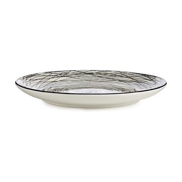 Flat plate Stripes Porcelain Black White 24 x 2,8 x 24 cm