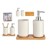 Bath Set White Ceramic Bamboo (3 pcs)