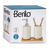 Bath Set White Ceramic Bamboo (3 pcs)