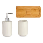 Bath Set White Ceramic Bamboo (3 pcs)