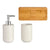 Bath Set White Ceramic Bamboo (3 pcs)