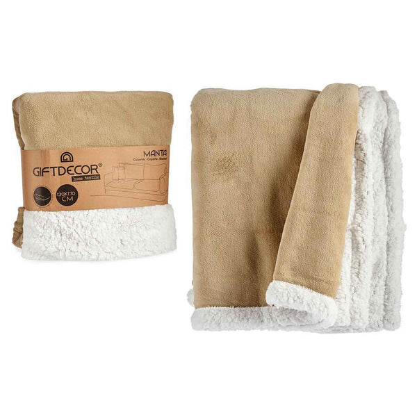 Fleece Blanket Beige White (130 x 170 cm)