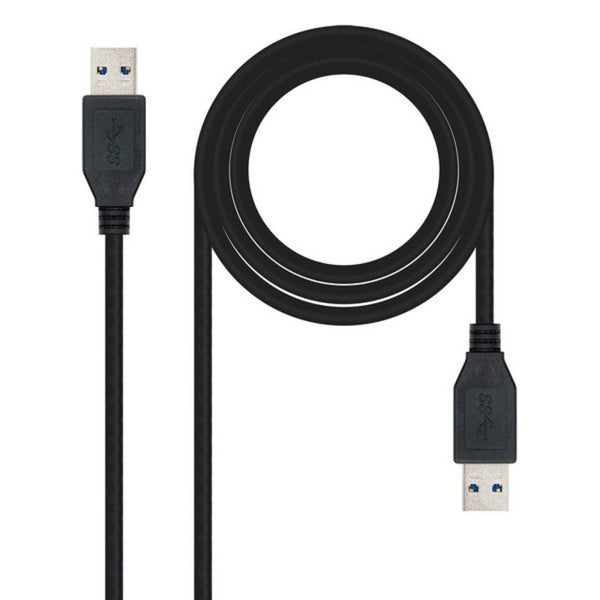 USB 3.0 A to USB A Cable NANOCABLE 10.01.1002BK Black