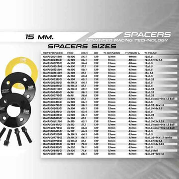 Seperators OMP CB 57,1 PCD 5x112 15 mm M14 x 1,50