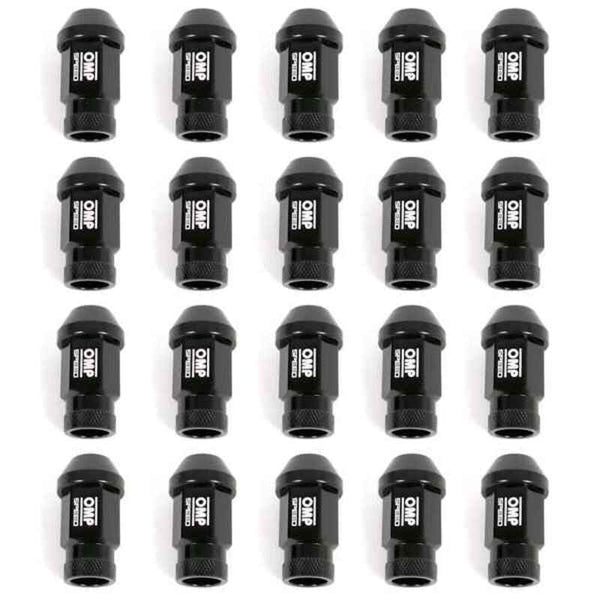 Set Nuts OMP 7075 M12 x 1,25 40 mm 20 uds Black