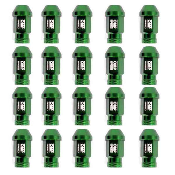 Set Nuts OMP 7075 40 mm M12 x 1,25 20 uds Green