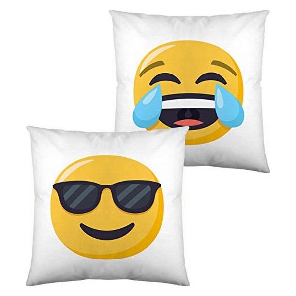 Cushion with Filling Emoji Face with Tears of Joy and Smiling with Sunglasses (40 x 40 cm)