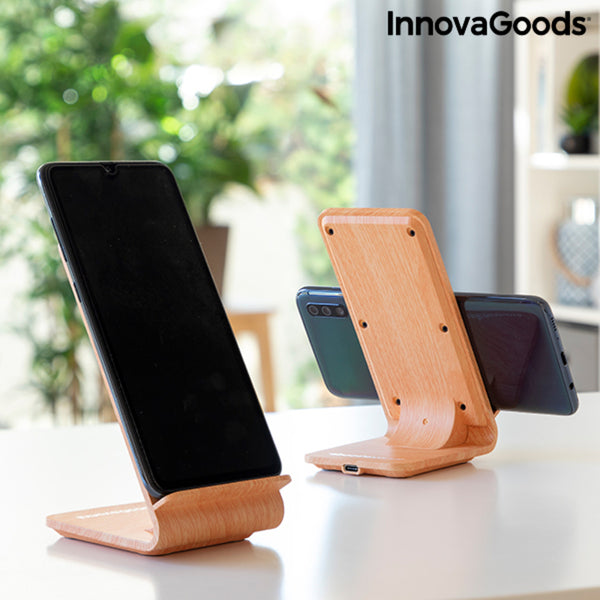 Wood Effect Wireless Charger with Stand Qistan InnovaGoods QISTAN (Refurbished A+)