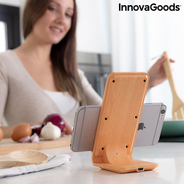 Wood Effect Wireless Charger with Stand Qistan InnovaGoods QISTAN (Refurbished A+)