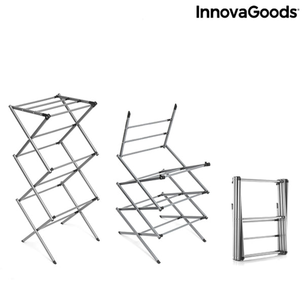 Folding and Extendable Metal Clothes Dryer with 3 Levels Cloxy InnovaGoods (11 Bars)