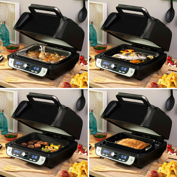 Oil-free Fryer with Grill, Accessories and Recipe Book InnovaGoods Air Fryer Fryinn 12-in-1 6000 Black Steel 6 L 3400 W