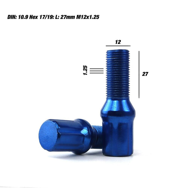 Set Nuts OMP 27 mm Blue 20 uds M12 x 1,25