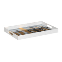 Snack tray White Black Golden PVC Crystal Abstract 45 x 31 x 4,2 cm (2 Units)