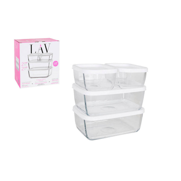 Set of 4 lunch boxes LAV Crystal Plastic 405 cc 1170 cc (4 pcs)