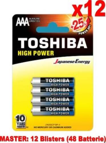 (12 Confezioni) Toshiba Batterie 4pz MiniStilo LR03GCP BP-4 AAA Alcaline