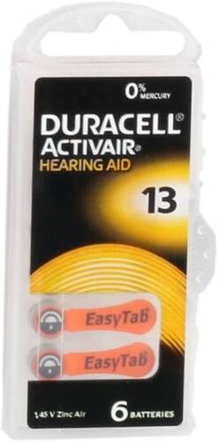 (1 Confezione) Duracell ActiveAir Batterie 6pz Acustiche Medical DA13