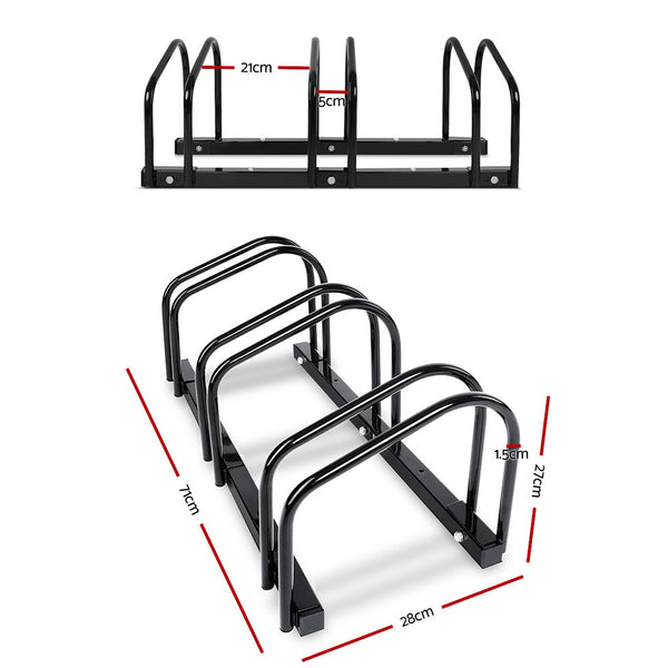 Portable Bike 3 Parking Rack Bicycle Instant Storage Stand - Black