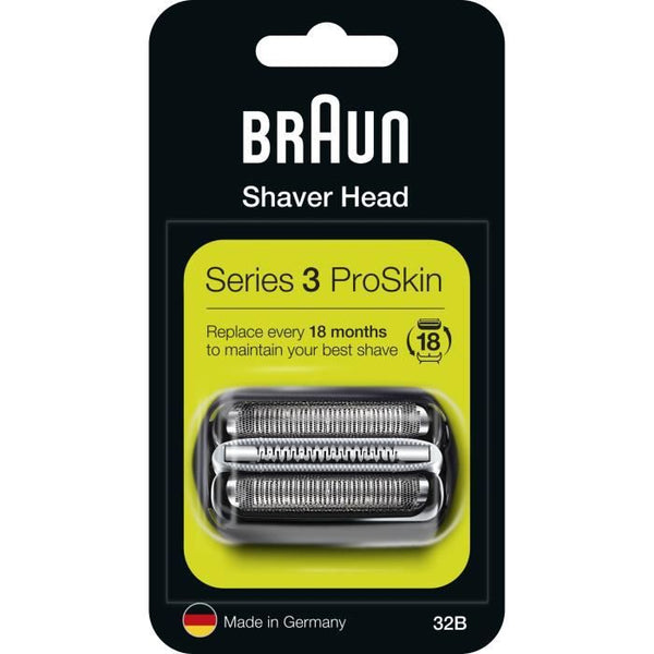 Braun Series 3 ProSkin Piece De Rechange Pour Rasoir Électrique Noire, Compatible avec les rasoirs Series 3, 32B