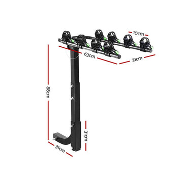 Giantz Bike Carrier 4 Bicycle Car Rear Rack Hitch Mount 2" Towbar Foldable Steel