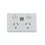 Classic Double Power Point 250V 10A With 5V Usb Ports Horizontal