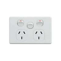 Classic Double Power Point With 16Ax Extra Switch Horizontal Pack