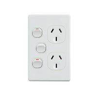 Classic Double Power Point With 16Ax Extra Switch Vertical Pack