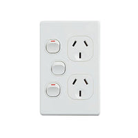 Classic Double Power Point With 16Ax Extra Switch Vertical Pack