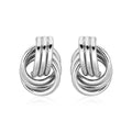 Polished Love Knot Earrings with Interlocking Rings in Sterling Silver