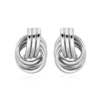 Polished Love Knot Earrings with Interlocking Rings in Sterling Silver