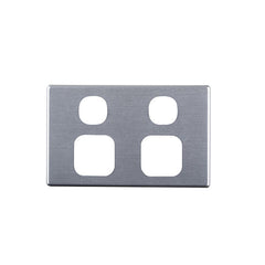 Elegant Double Power Point Aluminium Plate Silver Matte