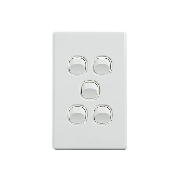 Elegant Wall Switch 5 Gang 250V 16A Vertical