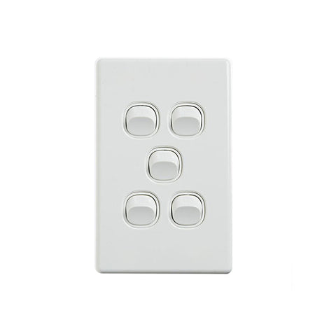 Elegant Wall Switch 5 Gang 250V 16A Vertical