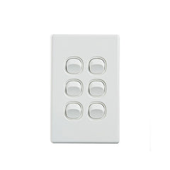 Elegant Wall Switch 6 Gang 250V 16A Vertical Pack