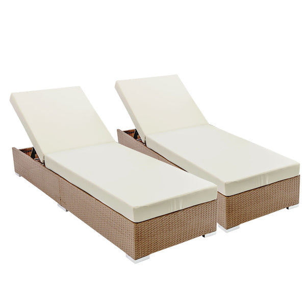 Gardeon Sun Lounge Wicker Lounger Outdoor Furniture Rattan Garden Day Bed Sofa Brown