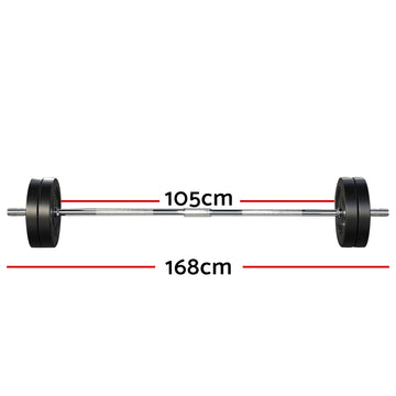 48KG Barbell Weight Set Plates Bar Bench Press Fitness Exercise Home Gym 168cm