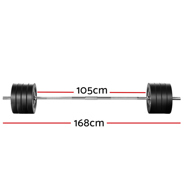 88KG Barbell Weight Set Plates Bar Bench Press Fitness Exercise Home Gym 168cm