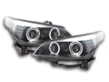 Set fari Xenon Angel Eyes LED BMW Serie 5 E60 / E61 05-08 nero per guida a destra