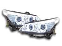 Set fari allo xeno Angel Eyes CCFL BMW Serie 5 E60 / E61 05-08 cromato per guida a destra