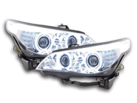 Set fari allo xeno Angel Eyes CCFL BMW Serie 5 E60 / E61 03-04 cromato per guida a destra