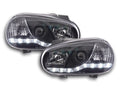 Set di fari Daylight Luci di marcia diurna a LED VW Golf 4 97-03 nere per guida a destra