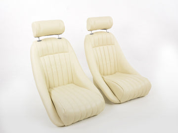 FK Oldtimersitze Sedili avvolgenti per auto Set Classic 2 in similpelle beige con poggiatesta