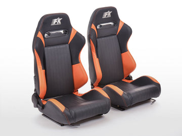 FK sports seats half-shell seat set for cars in Frankfurt imitation leather, black / orange