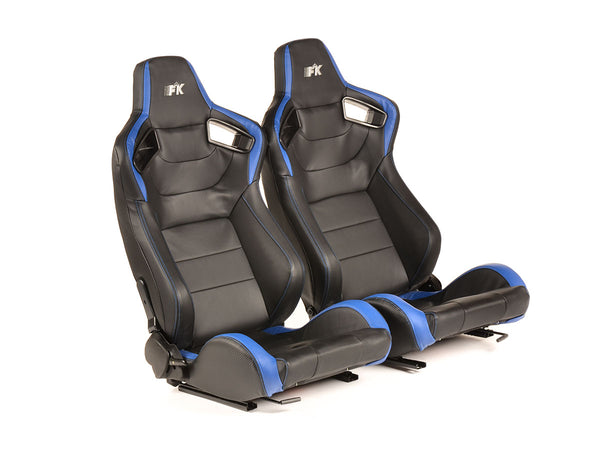 FK sport seats half shell car seats Set Bremen black / blue carbon look leatherette