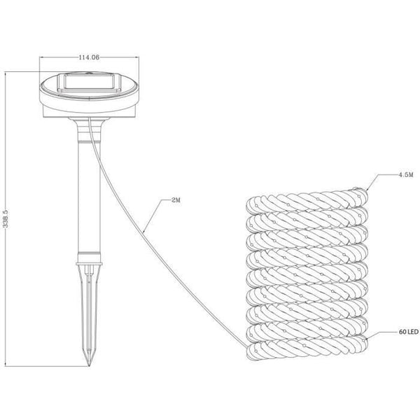 GALIX Guirlande solaire corde - 60 LED