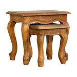 Oak-ish French Style Stool Set